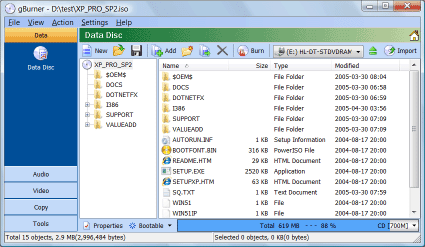 Click to view gBurner 3.1 screenshot