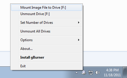 Click to view gBurner Virtual Drive 3.1 screenshot